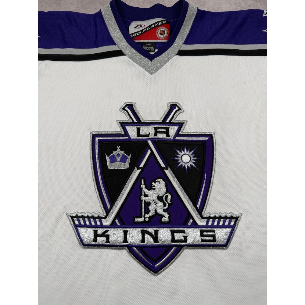 VTG LA Kings Pro Player NHL Hockey Jersey White Purple Mens L 90s Y2K Embroidery - Picture 5 of 16